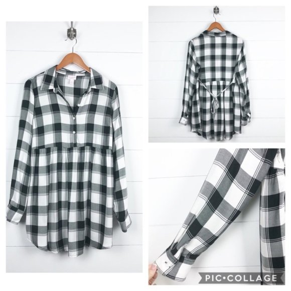 Isabel Maternity by Ingrid & Isabel Tops - ~Isabel Maternity~ Black & White Check Tie Tunic